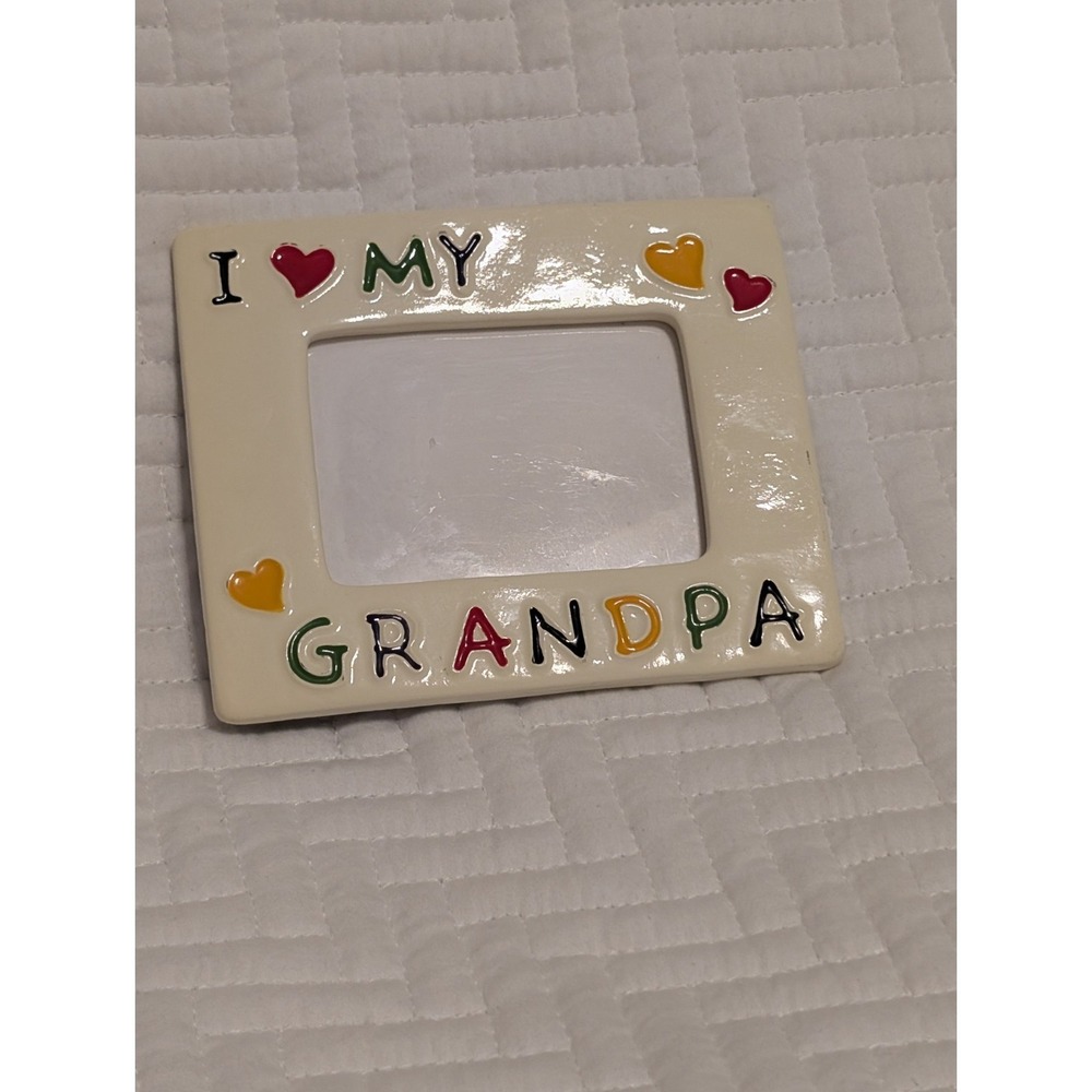 Vtg. I Love My Grandpa Picture Frame 5x4 Colorful Hearts Gift Grandfather - Picture 3 of 5